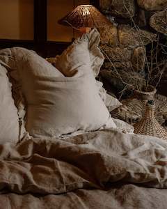 Bedding: LE LIN NATURAL RUFFLE EDGE EURO PILLOW CASES