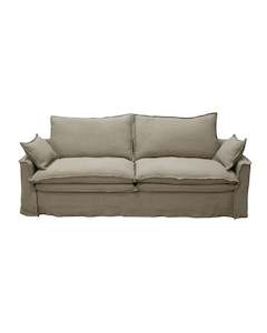 Furniture: MARSEILLE 3 SEATER-OATMEAL 100% LINEN