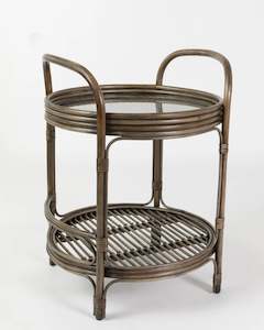 Furniture: BERMUDA 2 TIER TABLE IN WALNUT RATTAN