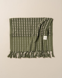 Towels: CHICKPEA HAND TOWEL - OLIVE/STONE