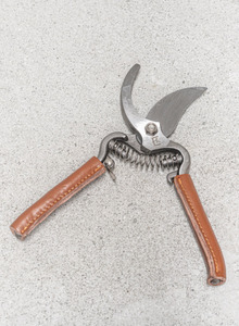 Gardening: SECATEURS WITH LEATHER HANDLES