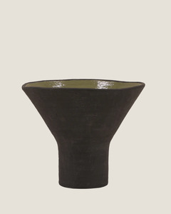 BALISE SHORT WIDE MOUTH VASE - BLACK/GREEN