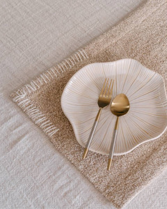 Kitchen Glassware: ZAYRA PLACEMATS - NATURAL W/ IVORY STITCH