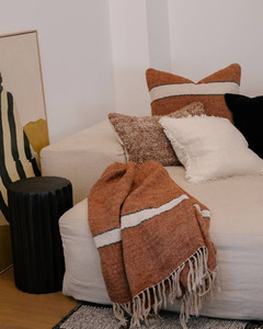 TRUMAN THROW - RUST W/ OFF WHITE AND BLACK STRIPE