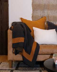 ZEN THROW - MIDNIGHT W/ MUSTARD BORDER