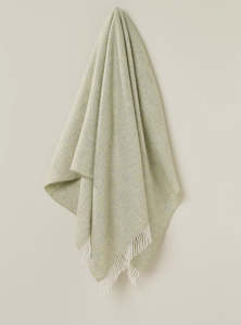 HERRINGBONE NEW ZEALAND PURE WOOL THROW - SAGE