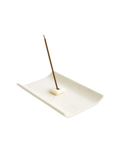 All: RECTANGULAR CERAMIC INCENSE PLATE + HOLDER - IVORY