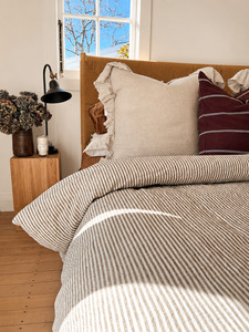 Bedding: LE LIN - OLIVE THICK STRIPE DUVET