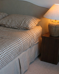 LE LIN SHEET SET - CHOCOLATE GINGHAM