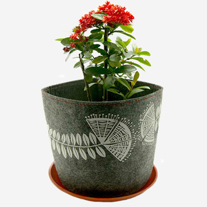 Eco Felt Plant Grow Bag - Grey Pohutukawa Design - Think Eco