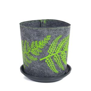 Green Fern on Mid Grey – Eco felt Growbag - Think Eco