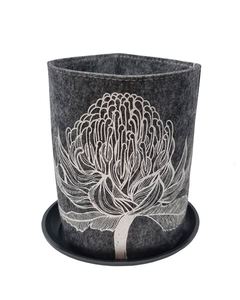 White Waratah on Grey - Ecofelt Growbag - Think Eco