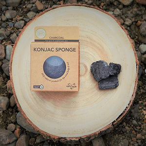 Konjac Facial Sponge - Activated Charcoal (For Acne Prone Skin) - Think Eco