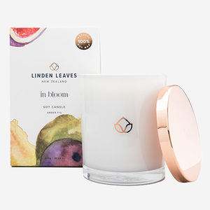 Linden Leaves Amber Fig Soy Wax Candle - Think Eco