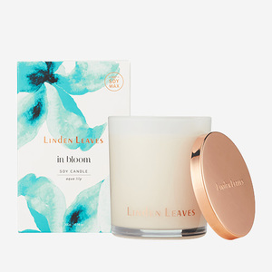 Linden Leaves Aqua Lily Soy Wax Candle - Think Eco