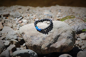 Blue Hematite Arrows Lava Stone Bracelet - Think Eco