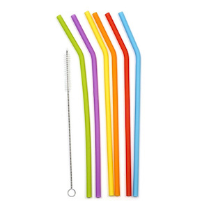 Silicone Drinking Straws - 6 Pack Reusable Straws - Think Eco