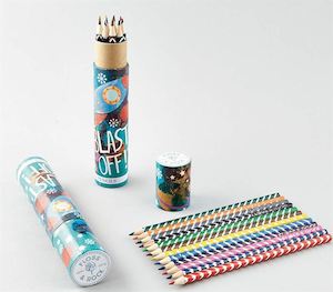 Floss & Rock - Rocket Tube Set of 12 - Colouring Pencils - Think Eco