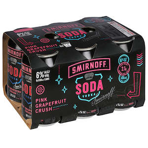 Vodka Rtds: Smirnoff Soda Pink Grapefruit Crush 6% 6x330ml Cans