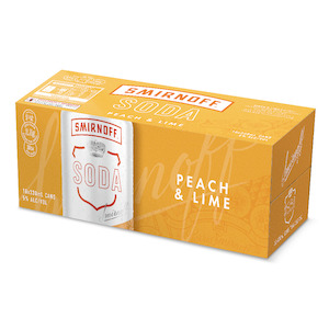 Vodka Rtds: Smirnoff Soda Peach & Lime 10 pack