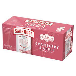 Vodka Rtds: Smirnoff Soda Cranberry & Apple 10 pack