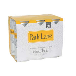 Gin Rtds: Park Lane Gin & Tonic 6pk 250ml Cans