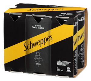 Schweppes Soda Water 6 Pack 250ml Cans