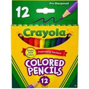 Art Supplies: Crayola Coloured Pencils - Half Size 12 Pack