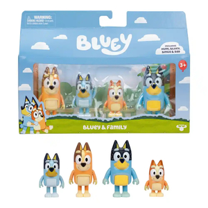 Dolls and Figurines: Bluey Figurines 4 Pack - Family