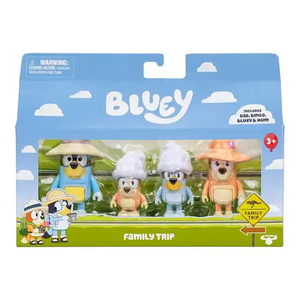 Dolls and Figurines: Bluey Figurines 4 Pack - Family Trip