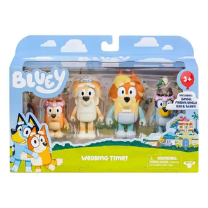 Dolls and Figurines: Bluey Figurines 4 Pack - Wedding Time