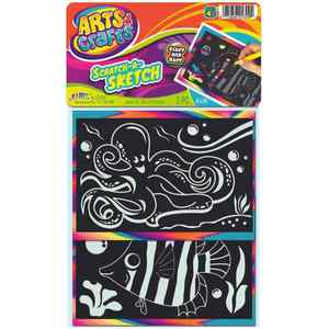 Arts and Crafts Supplies for Kids: Scratch A Sketch Fish and Octopus Rainbow Reveal Craft Kit