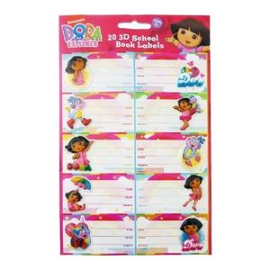 Dora the Explorer 3D School Book Name Labels 20 Pack