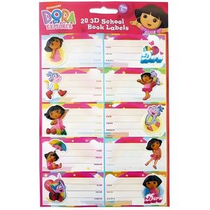Products: Dora the Explorer 3D School Book Name Labels 20 Pack