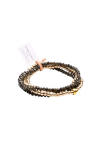 Jewellery: Beaded Bracelet Set - Olive Matte Gold