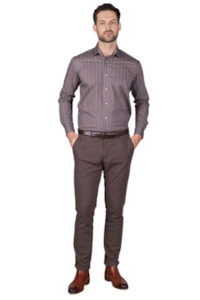Chinos Trousers: Soho Birdseye Brown Chinos