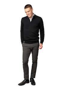 Knitwear Sweatshirts: Mataura Black 1/4 Zip Jersey