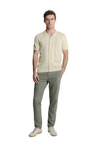 Pullover Short Sleeve Full Button Polo Solid Jacquard - Cement