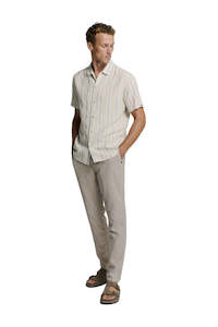 Shirt Short Sleeve Vertical Stripe - Cement