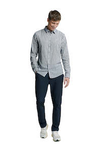 Shirts Long Sleeved: Shirt Verical Big Stripes - Indigo Blue