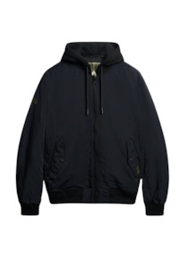 Military Hooded Ma1 Jacket - Jet Black