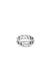 Womens Jewellery Rings Bracelets: Curb Ring Slim - Oxidised Silver