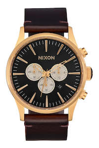 Sentry Chrono Leather Watch Gold / Indigo / Brown