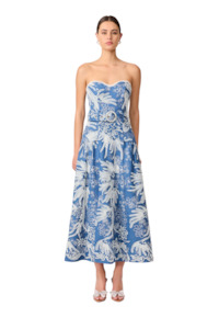 Womens Fashion Dresses: Anneliese Midi Dress - Blue Ivory