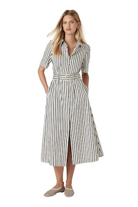 Lina Stripe Shirt Dress - Navy Stripe