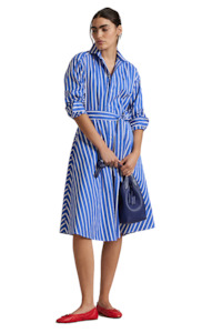 Womens Fashion Dresses: Belted Striped Shirt Dress