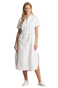 Womens Fashion Dresses: Belted Oxford Shirt Dress