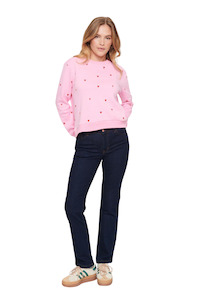 Womens Fashion Knitwear Sweatshirts: Dagna Sweatshirt - Bonbon Flame Hearts