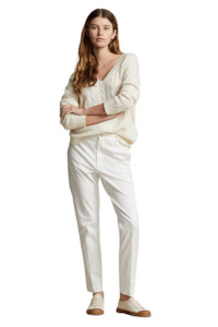 Womens Fashion Pants Trousers Leggings: Cropped Slim Fit Twill Chino