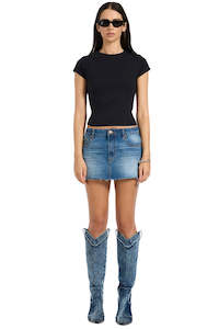 Sloane Low Waist Denim Mini Skirt - Pacifica Blue